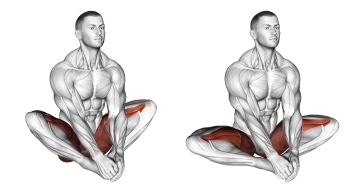 Anatomical illustration of a man performing mobility exercises to improve flexibility and decrease muscle guarding.